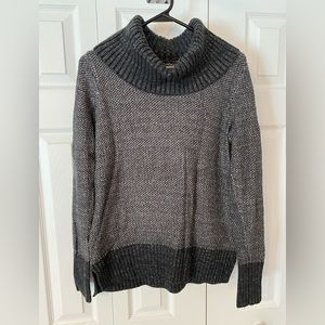 Old Navy cowl neck sweater, black and gray with metallic gold